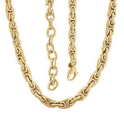 Italian 10K Yellow Gold Diamond-Cut And Polished Rolling Byzantine Necklace 18-20 Inches 10.21 Grams