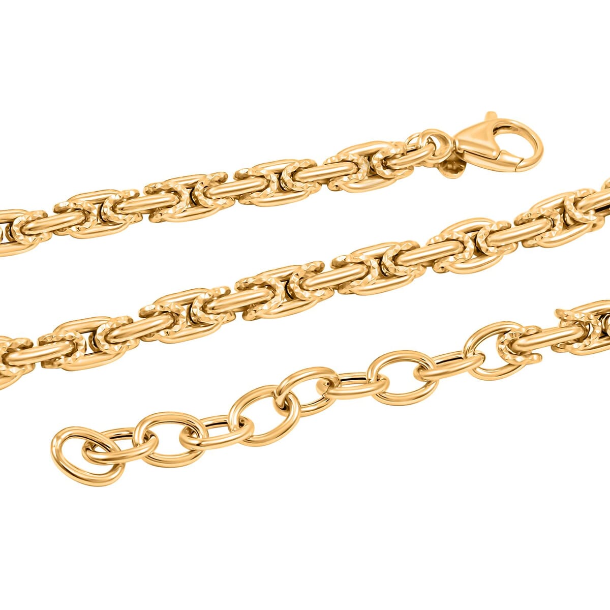 Italian 10K Yellow Gold Diamond-Cut And Polished Rolling Byzantine Necklace 18-20 Inches 10.21 Grams image number 3