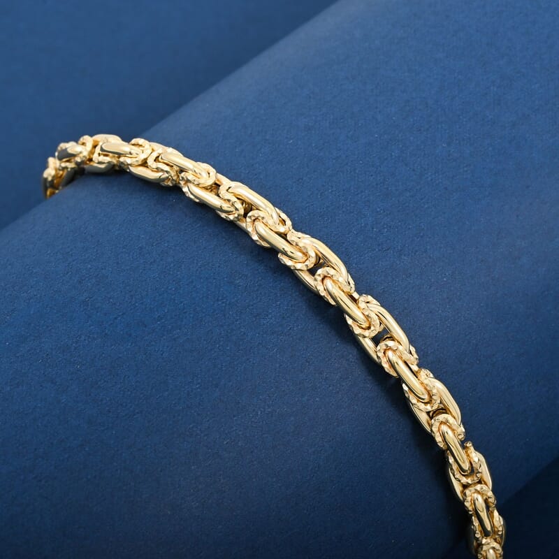 Italian 10K Yellow Gold Diamond-Cut And Polished Rolling Byzantine Bracelet (7.50 In) 4.35 Grams