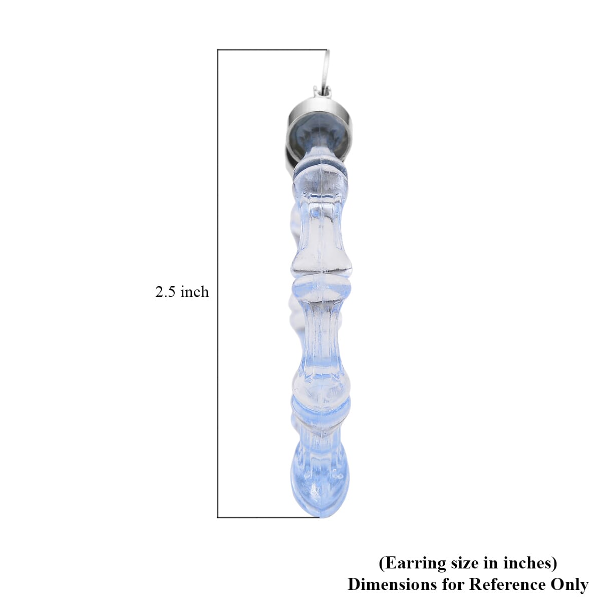 Blue Color Acrylic Bamboo Hoop Earrings in Silvertone image number 2