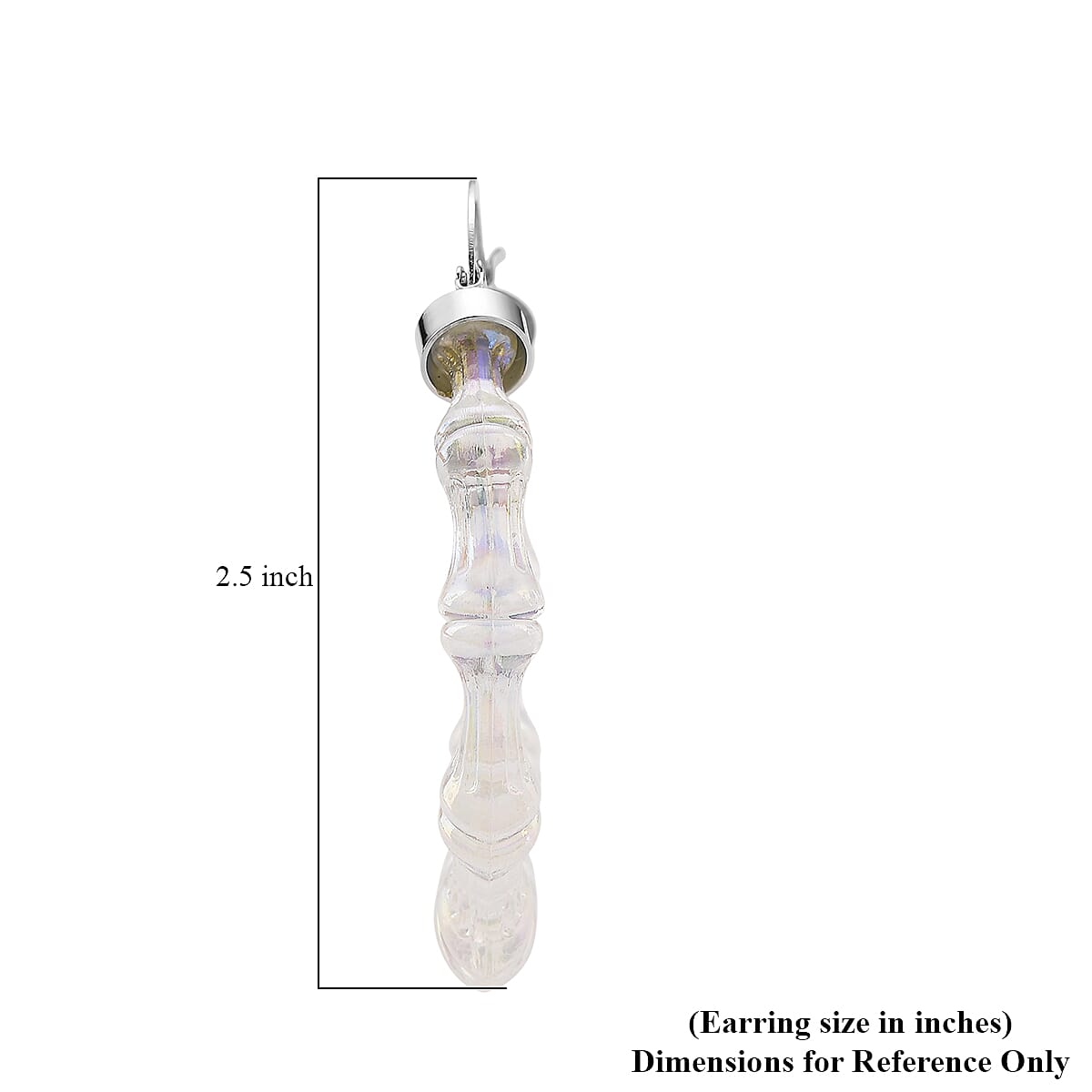 White Color Acrylic Bamboo Hoop Earrings in Silvertone