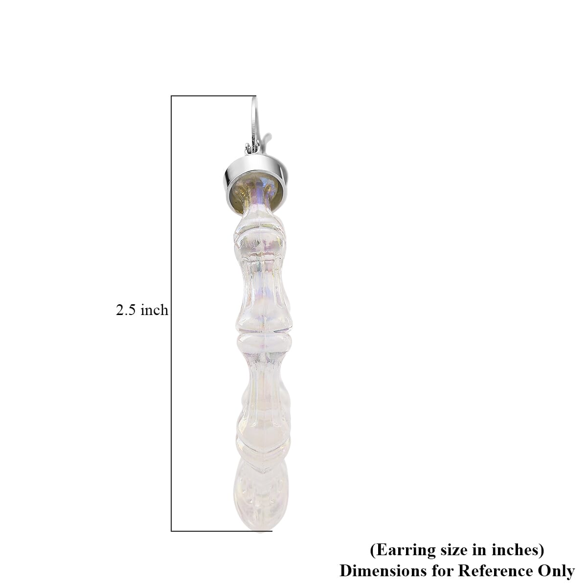 White Color Acrylic Bamboo Hoop Earrings in Silvertone image number 4