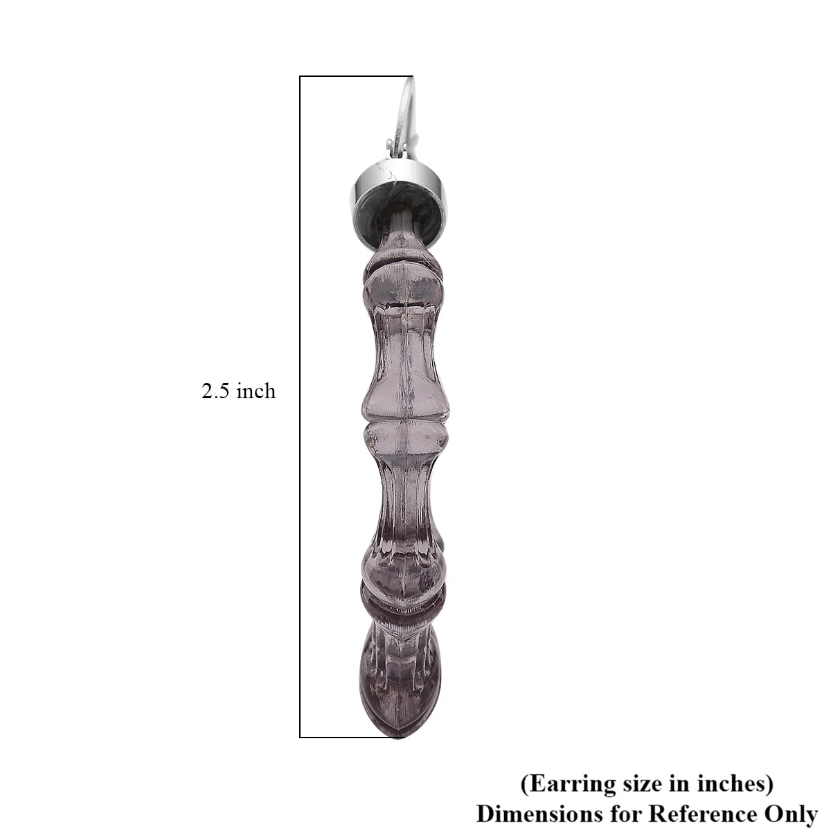 Black Color Acrylic Bamboo Hoop Earrings in Silvertone image number 4