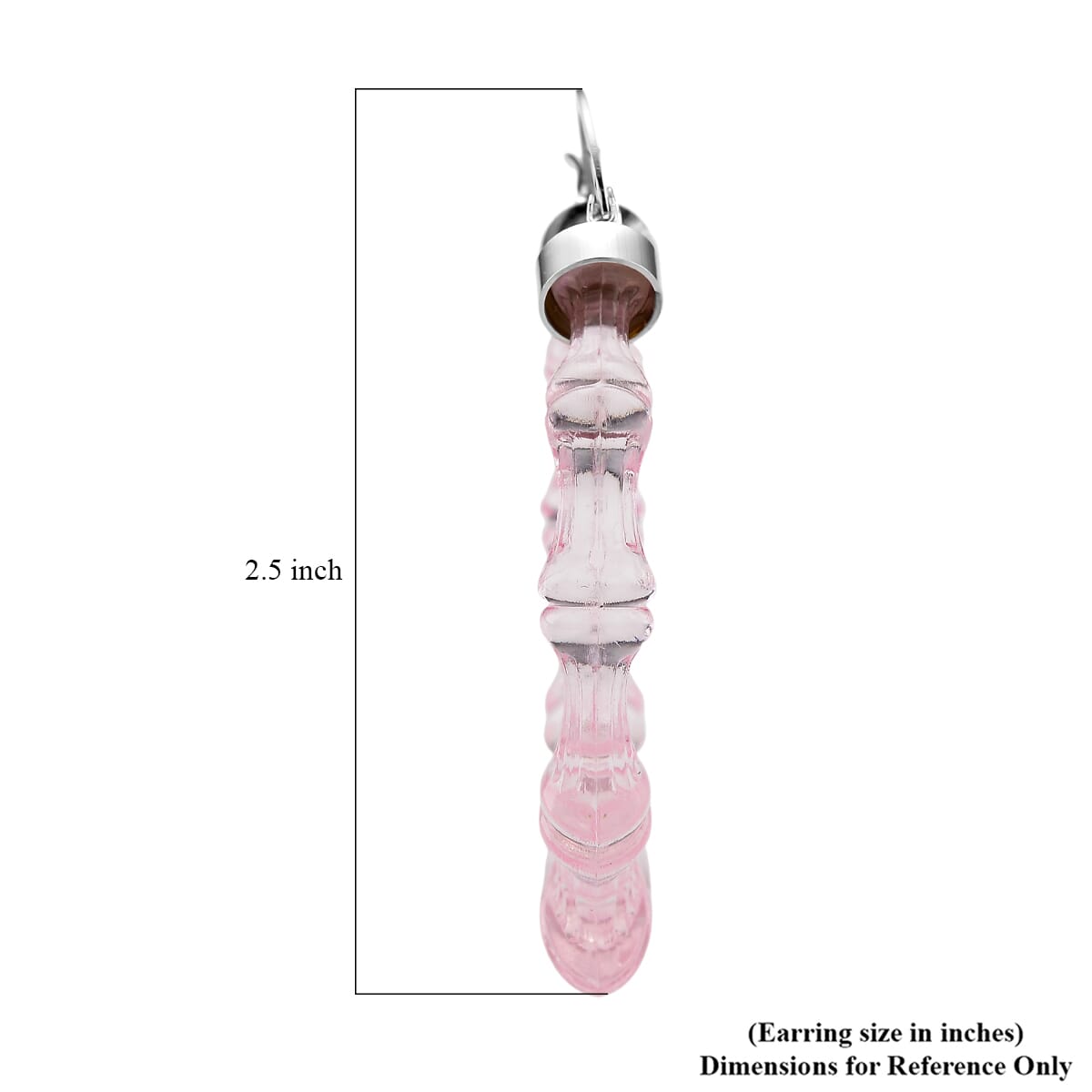 Pink Color Acrylic Bamboo Hoop Earrings in Silvertone image number 4