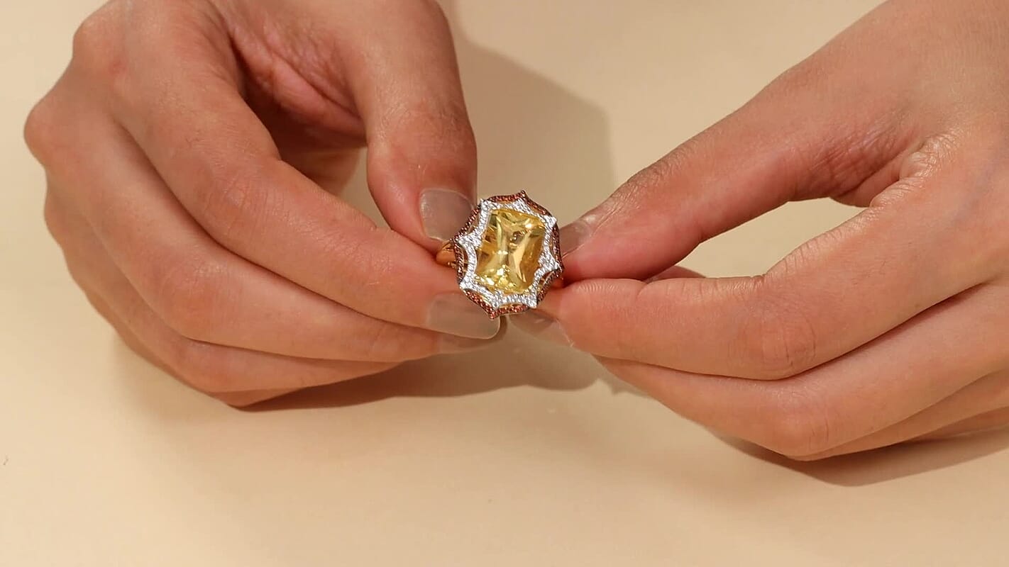 D'Joy Yellow Labradorite, Multi Gemstone Celestial Ring in 18K Vermeil YG Over Sterling Silver (Size 10.0) 7.40 ctw
