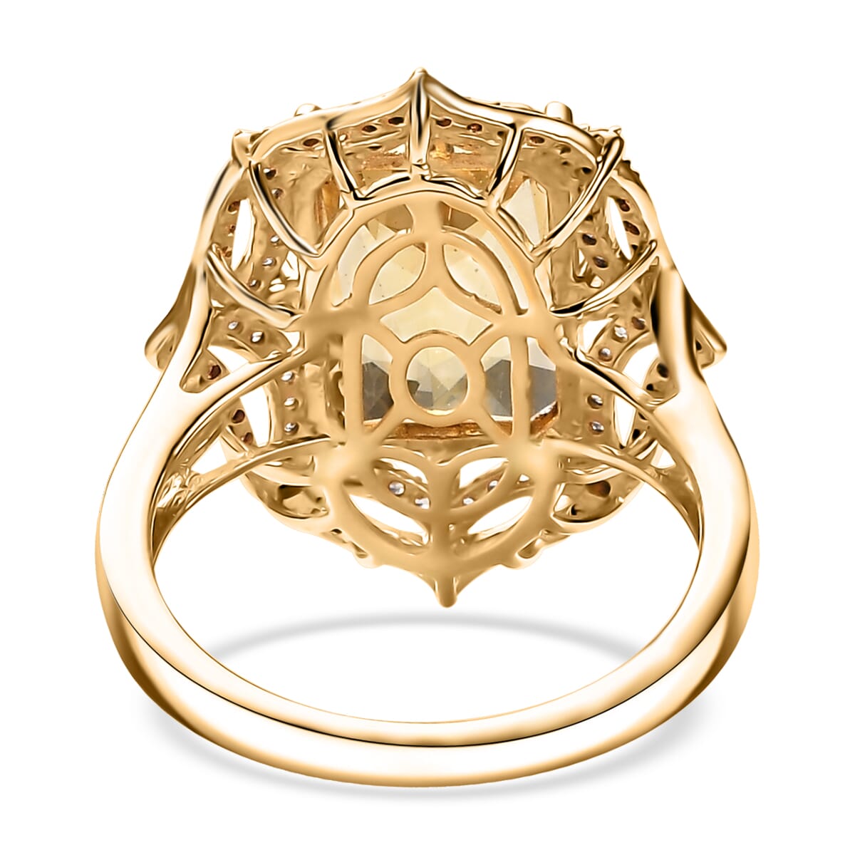 D'Joy Yellow Labradorite and Multi Gemstone 7.40 ctw Solar Flare Ring in 18K Vermeil Yellow Gold Over Sterling Silver (Size 10.0) image number 4
