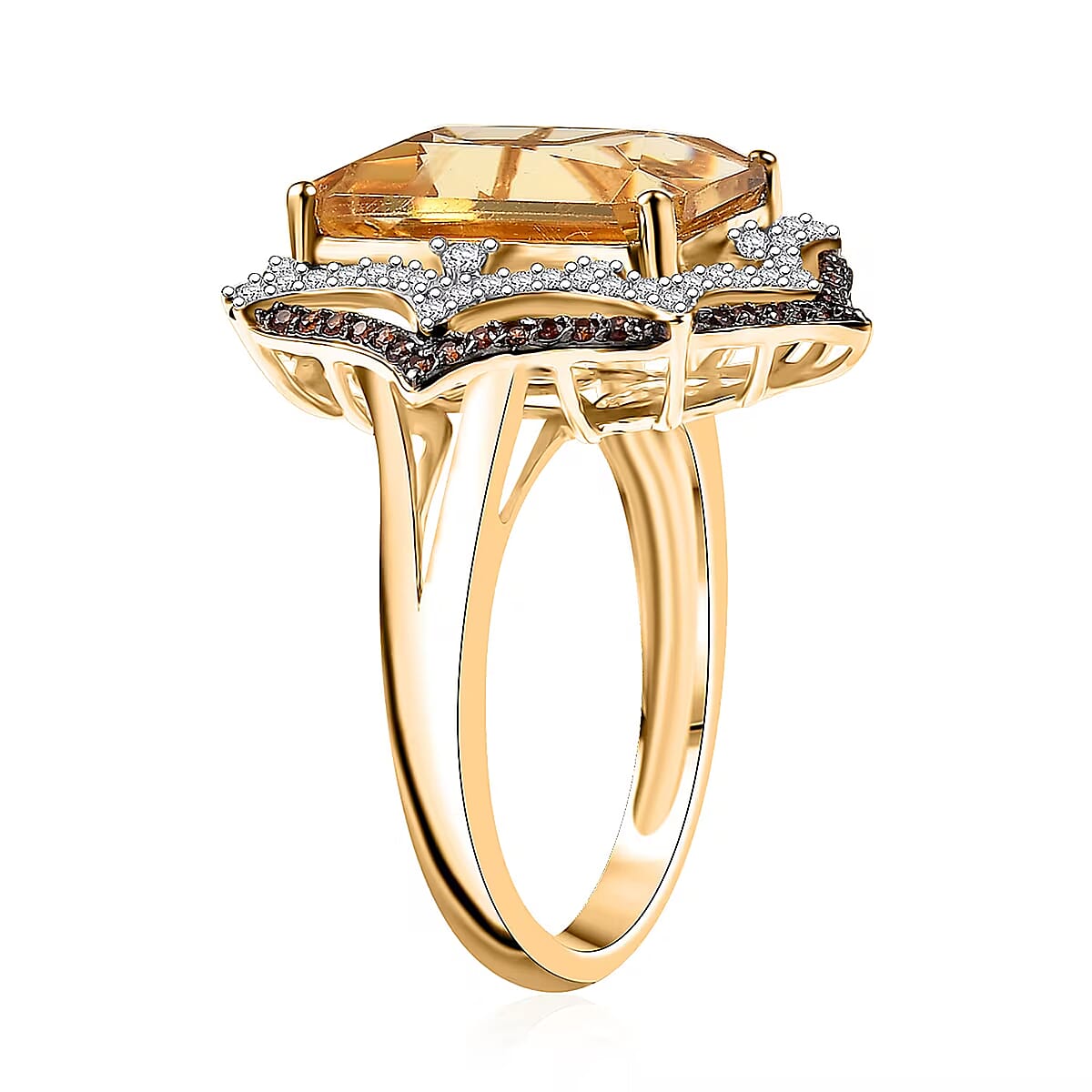 D'Joy Yellow Labradorite and Multi Gemstone 7.40 ctw Solar Flare Ring in 18K Vermeil Yellow Gold Over Sterling Silver (Size 10.0) image number 6