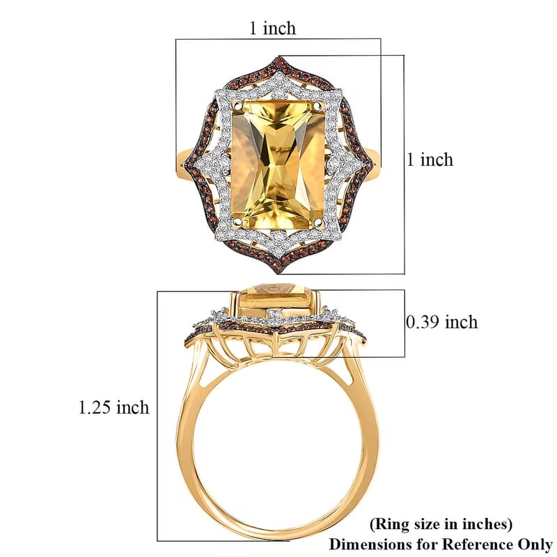 D'Joy Yellow Labradorite and Multi Gemstone 7.40 ctw Solar Flare Ring in 18K Vermeil Yellow Gold Over Sterling Silver (Size 9.0)