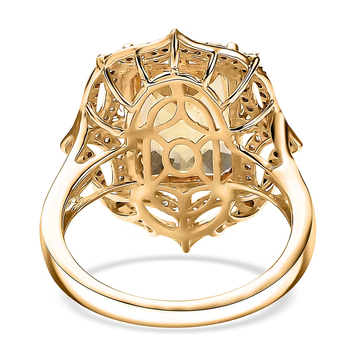 D'Joy Yellow Labradorite and Multi Gemstone 7.40 ctw Solar Flare Ring in 18K Vermeil Yellow Gold Over Sterling Silver (Size 9.0)