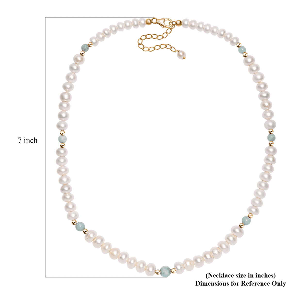 Freshwater Pearl and Larimar 165 ctw Necklace 18 Inches in 18K Vermeil Yellow Gold Over Sterling Silver  image number 5