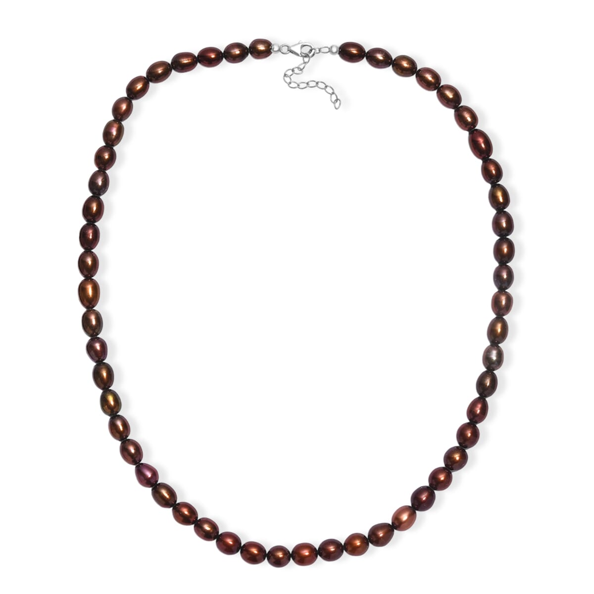 Bronze Freshwater Pearl Necklace (18 Inches) in Rhodium Over Sterling Silver image number 3