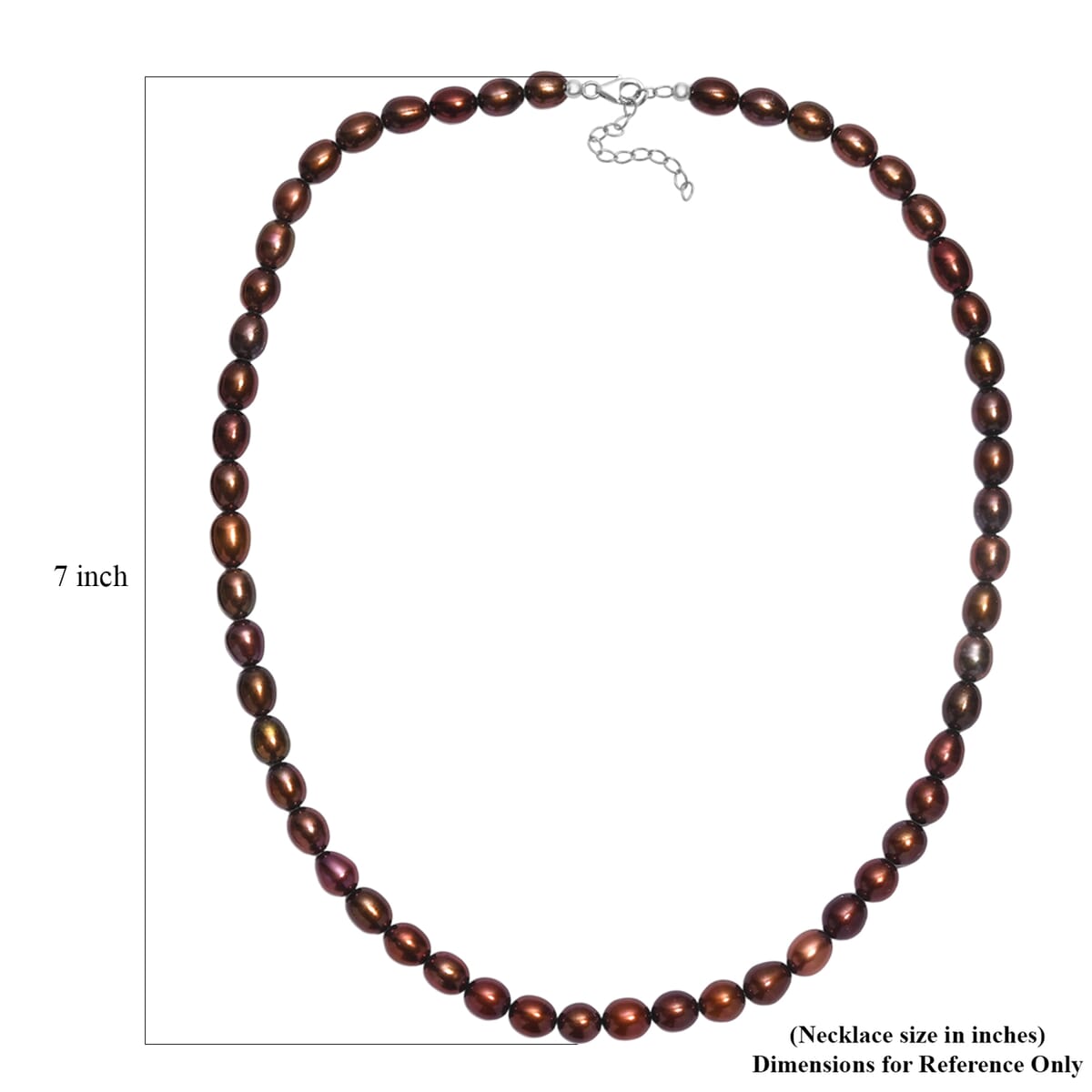 Bronze Freshwater Pearl Necklace (18 Inches) in Rhodium Over Sterling Silver image number 5
