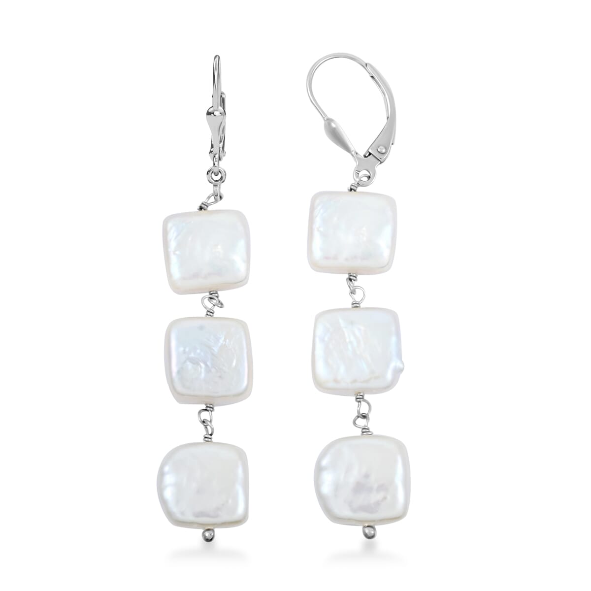 Freshwater Pearl Earrings in Rhodium Over Sterling Silver image number 0