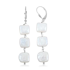 Freshwater Pearl Earrings in Rhodium Over Sterling Silver