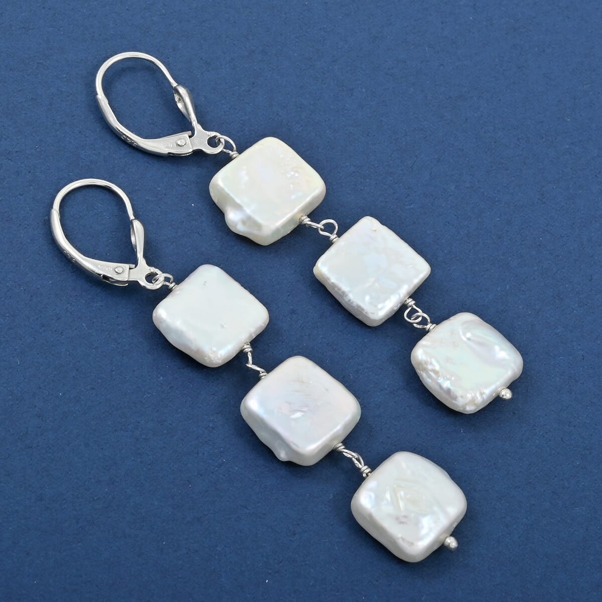 Freshwater Pearl Earrings in Rhodium Over Sterling Silver image number 1