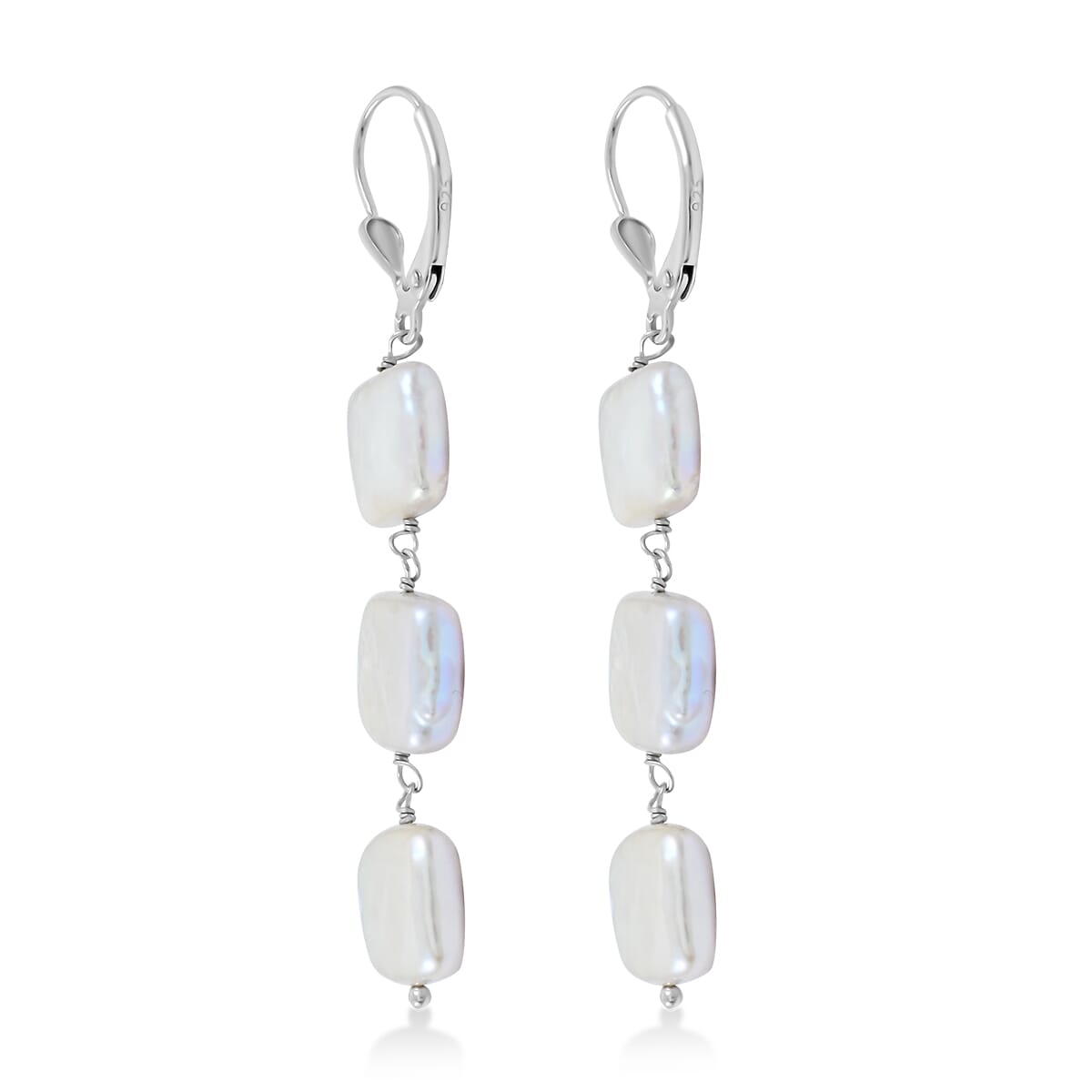 Freshwater Pearl Earrings in Rhodium Over Sterling Silver image number 3
