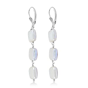 Freshwater Pearl Dangle Earrings in Rhodium Over Sterling Silver