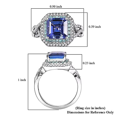 Rhapsody AAAA Tanzanite, Paraiba Tourmaline and E-F VS Diamond 3.30 ctw Midnight Deco Ring in 950 Platinum (Size 12.0)