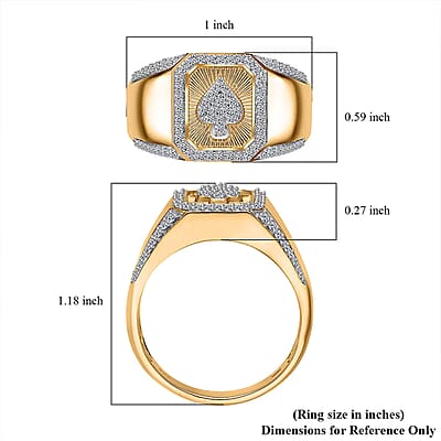 Luxuriant Lab Grown Diamond G-H SI 0.50 ctw Ace of Spades Men's Ring in Vermeil Yellow Gold Over Sterling Silver (Size 10.0)