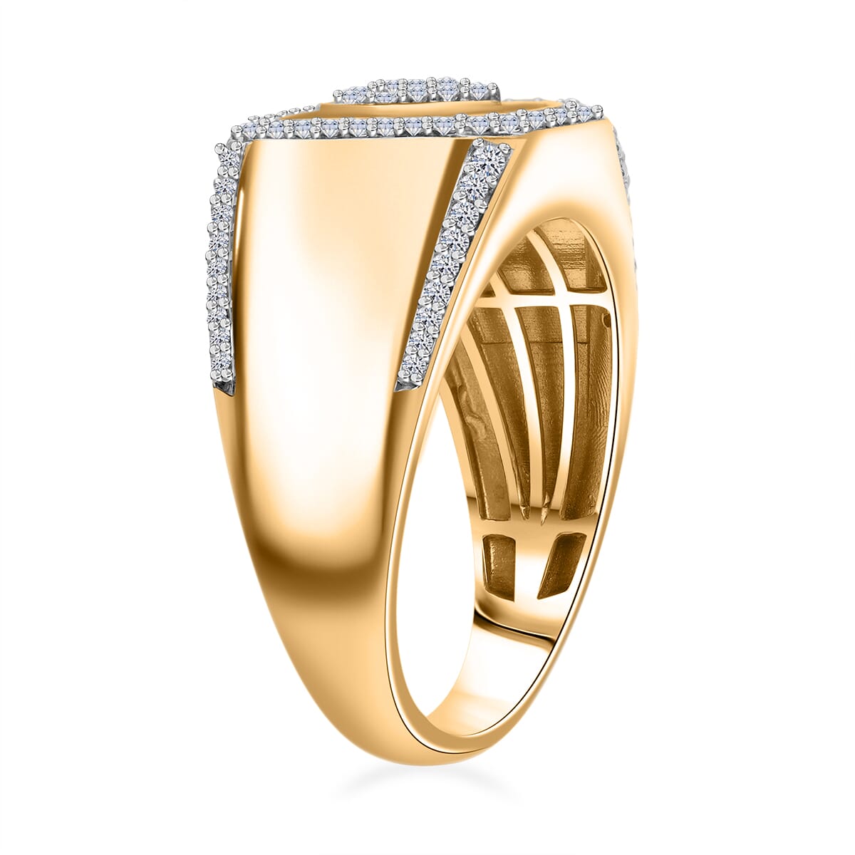 Luxuriant Lab Grown Diamond G-H SI 0.50 ctw Men's Ring in Vermeil Yellow Gold Over Sterling Silver (Size 9.0) image number 2