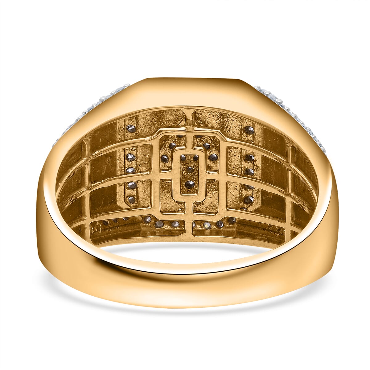 Luxuriant Lab Grown Diamond G-H SI 0.50 ctw Men's Ring in Vermeil Yellow Gold Over Sterling Silver (Size 9.0) image number 3