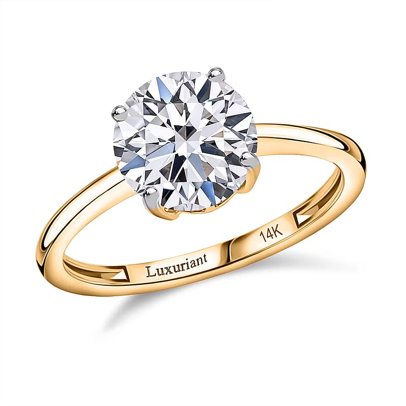 IGI Certified Luxuriant Lab Grown Diamond E-F VS 4.00 ctw Solitaire Ring in 14K Yellow Gold (Size 11.0)