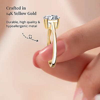 IGI Certified Luxuriant Lab Grown Diamond E-F VS 4.00 ctw Solitaire Ring in 14K Yellow Gold (Size 11.0)