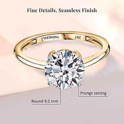 IGI Certified Luxuriant Lab Grown Diamond E-F VS 4.00 ctw Solitaire Ring in 14K Yellow Gold (Size 11.0)