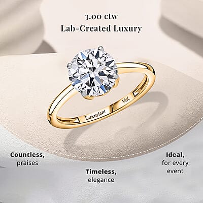 IGI Certified Luxuriant Lab Grown Diamond E-F VS 4.00 ctw Solitaire Ring in 14K Yellow Gold (Size 4.0)
