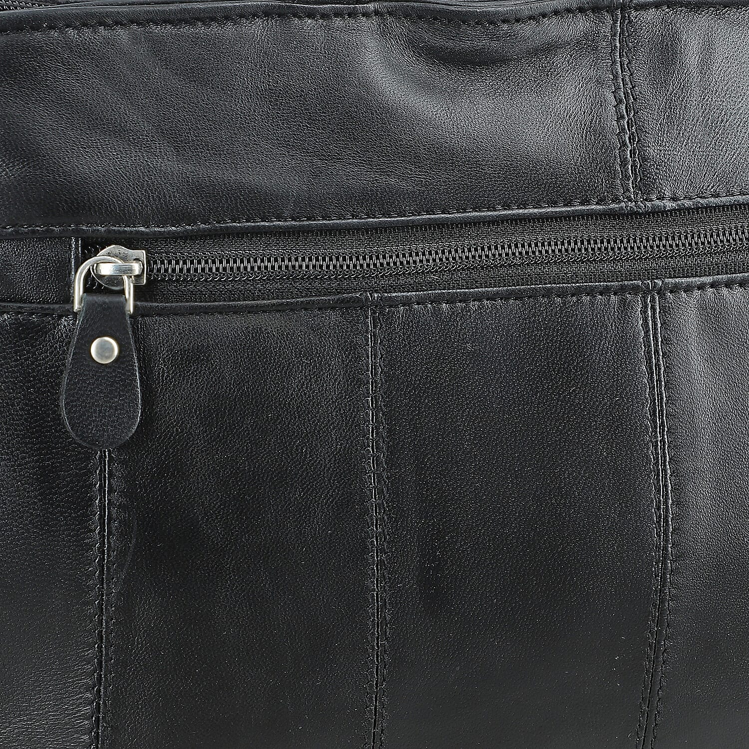 La Marey Black Genuine Leather Handbag with Matching Faux Shoulder Strap