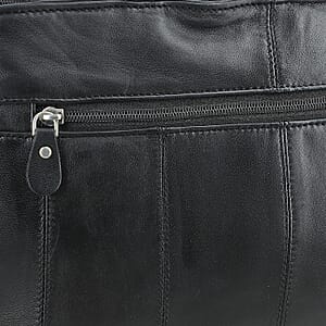 La Marey Black Genuine Leather Handbag with Matching Faux Shoulder Strap