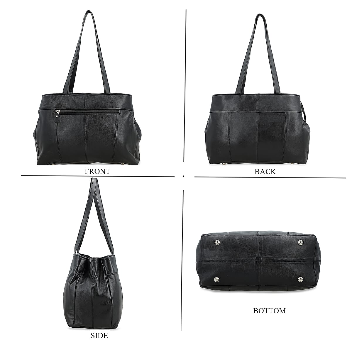 Black Genuine Leather Bag with Shoulder Strap image number 2