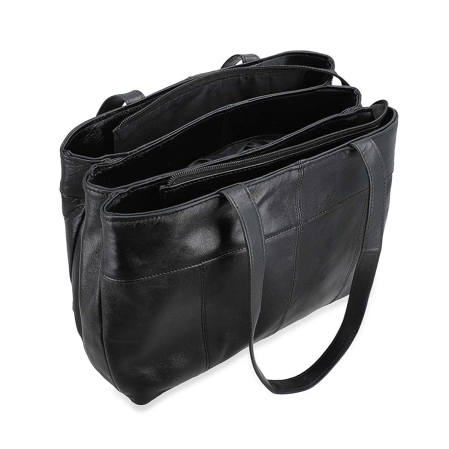 Black Genuine Leather Bag with Shoulder Strap