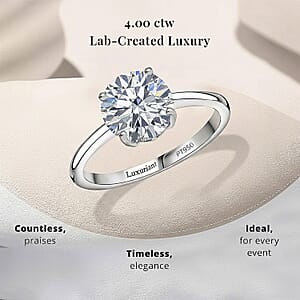 IGI Certified Luxuriant Lab Grown Diamond E-F VS 4.00 ctw Solitaire Ring in 950 Platinum (Size 5.0) (Del. In 8-10 Days)