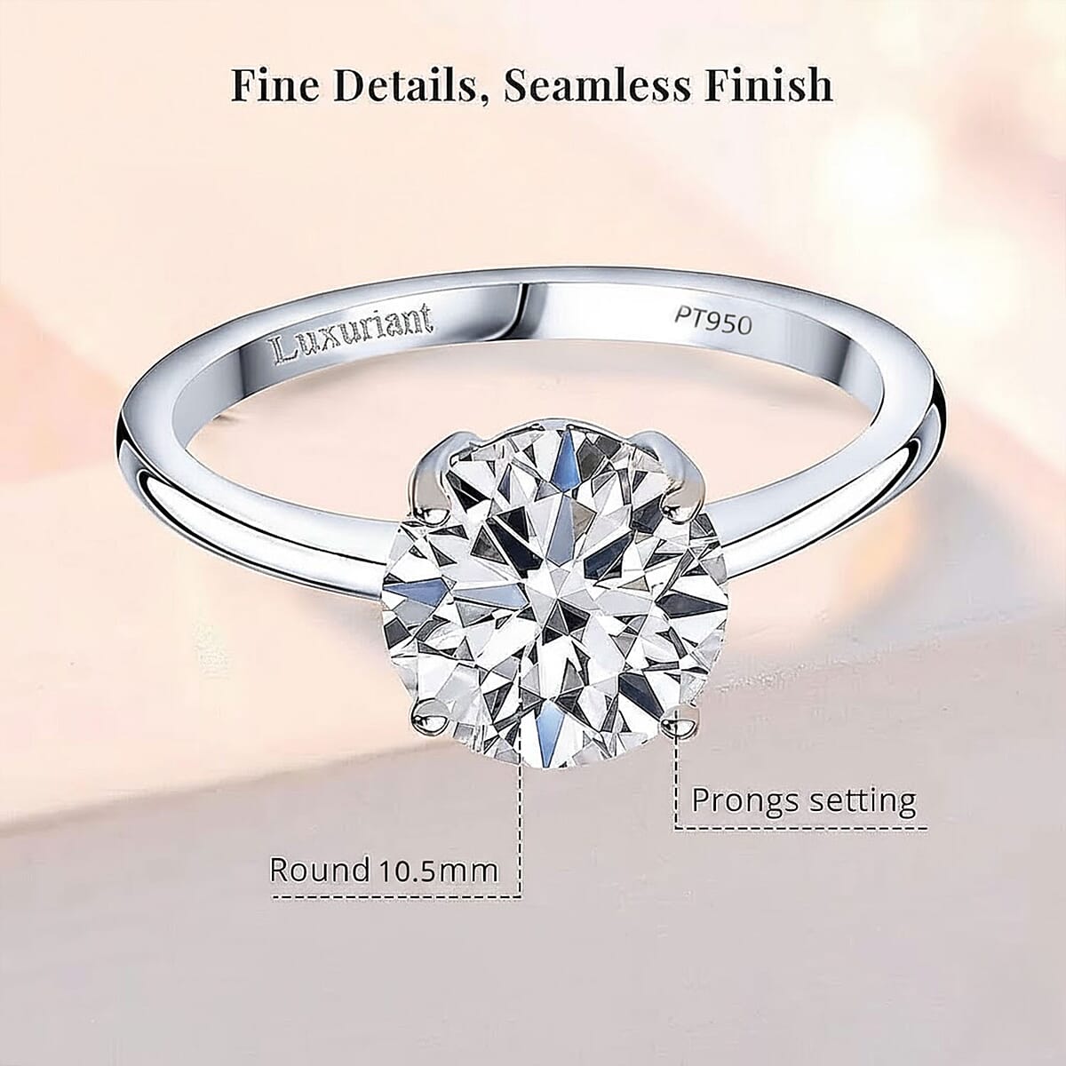 IGI Certified Luxuriant Lab Grown Diamond E-F VS 4.00 ctw Solitaire Ring in 950 Platinum (Size 6.5) image number 5