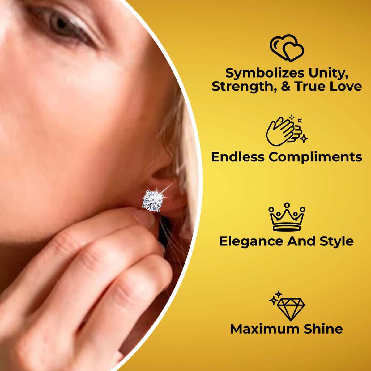 IGI Certified Luxuriant Lab Grown Diamond E-F VS Solitaire Stud Earrings in 14K Yellow Gold 4.00 ctw image number 5