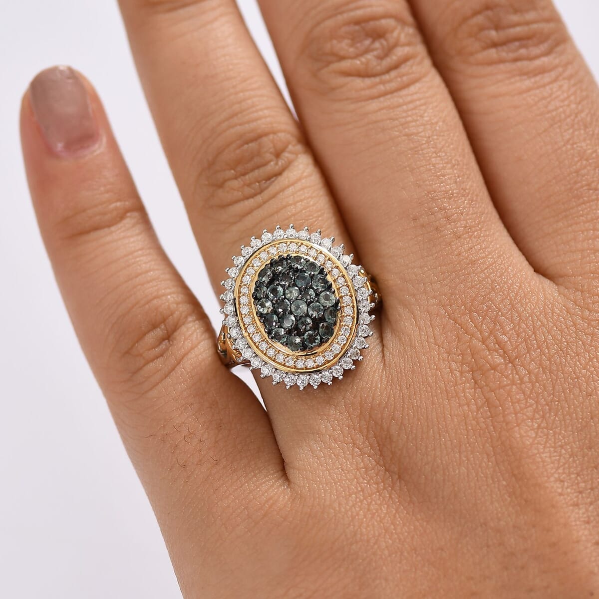 D'Joy Narsipatnam Alexandrite, Moissanite Ring in 18K Vermeil YG and Rhodium Over Sterling Silver (Size 10.0) 1.65 ctw image number 2