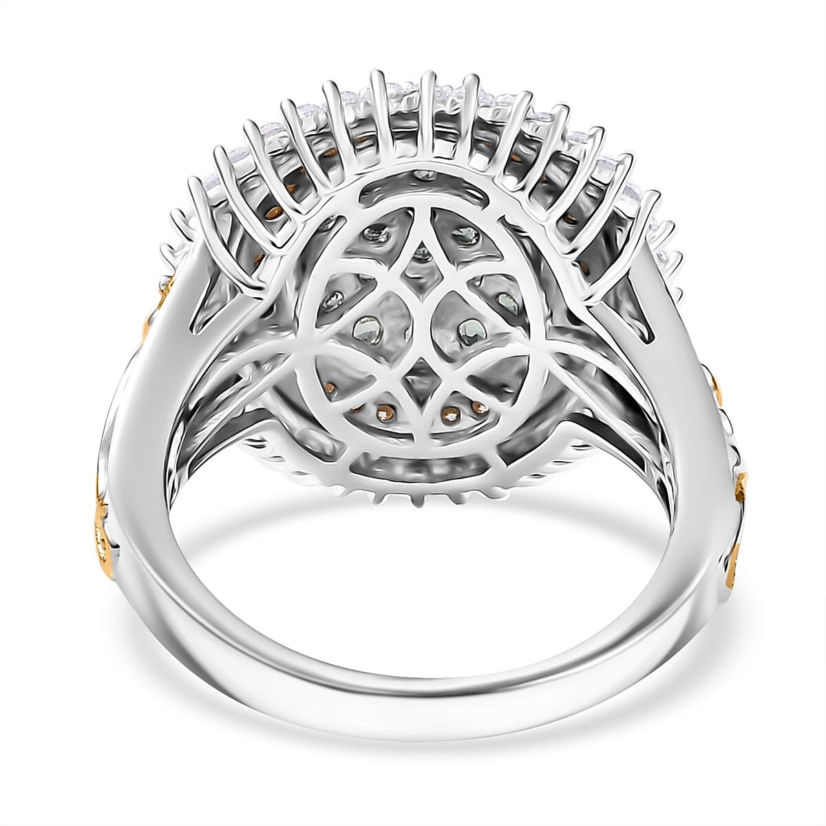 D'Joy Narsipatnam Alexandrite and Moissanite 1.65 ctw Water Bubbles Ring in 18K Vermeil YG and Rhodium Over Sterling Silver (Size 10.0)