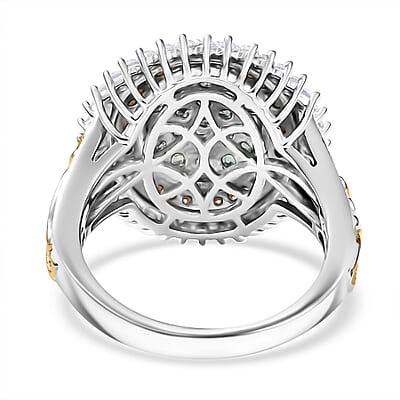 D'Joy Narsipatnam Alexandrite and Moissanite 1.65 ctw Water Bubbles Ring in 18K Vermeil YG and Rhodium Over Sterling Silver (Size 10.0)