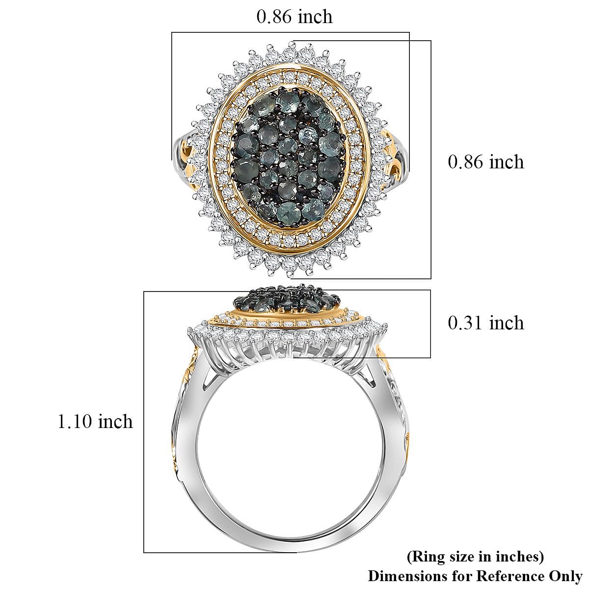 D'Joy Narsipatnam Alexandrite and Moissanite 1.65 ctw Water Bubbles Ring in 18K Vermeil YG and Rhodium Over Sterling Silver (Size 10.0)