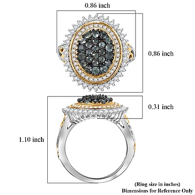 D'Joy Narsipatnam Alexandrite and Moissanite 1.65 ctw Water Bubbles Ring in 18K Vermeil YG and Rhodium Over Sterling Silver (Size 10.0)