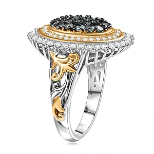 D'Joy Narsipatnam Alexandrite and Moissanite 1.65 ctw Water Bubbles Ring in 18K Vermeil YG and Rhodium Over Sterling Silver (Size 8.0)