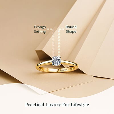 Luxuriant Lab Grown Diamond E-F VS 0.50 ctw Solitaire Ring in 18K Vermeil Yellow Gold Over Sterling Silver (Size 10.0)