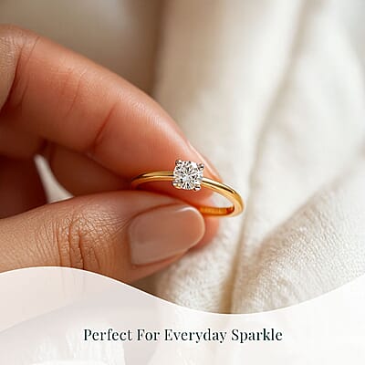 Luxuriant Lab Grown Diamond E-F VS 0.50 ctw Solitaire Ring in 18K Vermeil Yellow Gold Over Sterling Silver (Size 10.0)