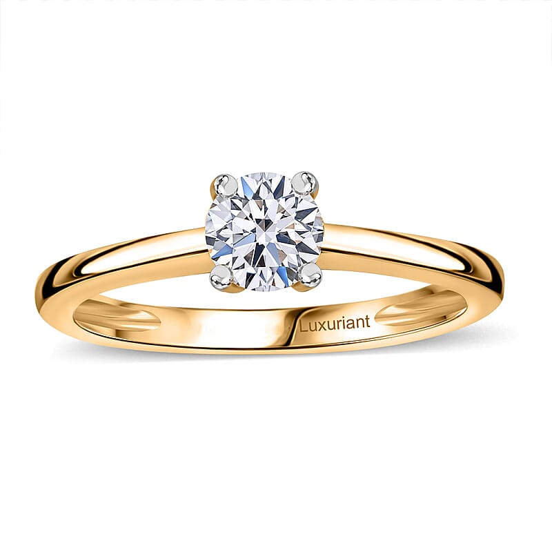 Luxuriant Lab Grown Diamond E-F VS 0.50 ctw Solitaire Ring in 18K Vermeil Yellow Gold Over Sterling Silver (Size 10.5)