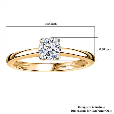 Luxuriant Lab Grown Diamond E-F VS 0.50 ctw Solitaire Ring in 18K Vermeil Yellow Gold Over Sterling Silver (Size 10.5)