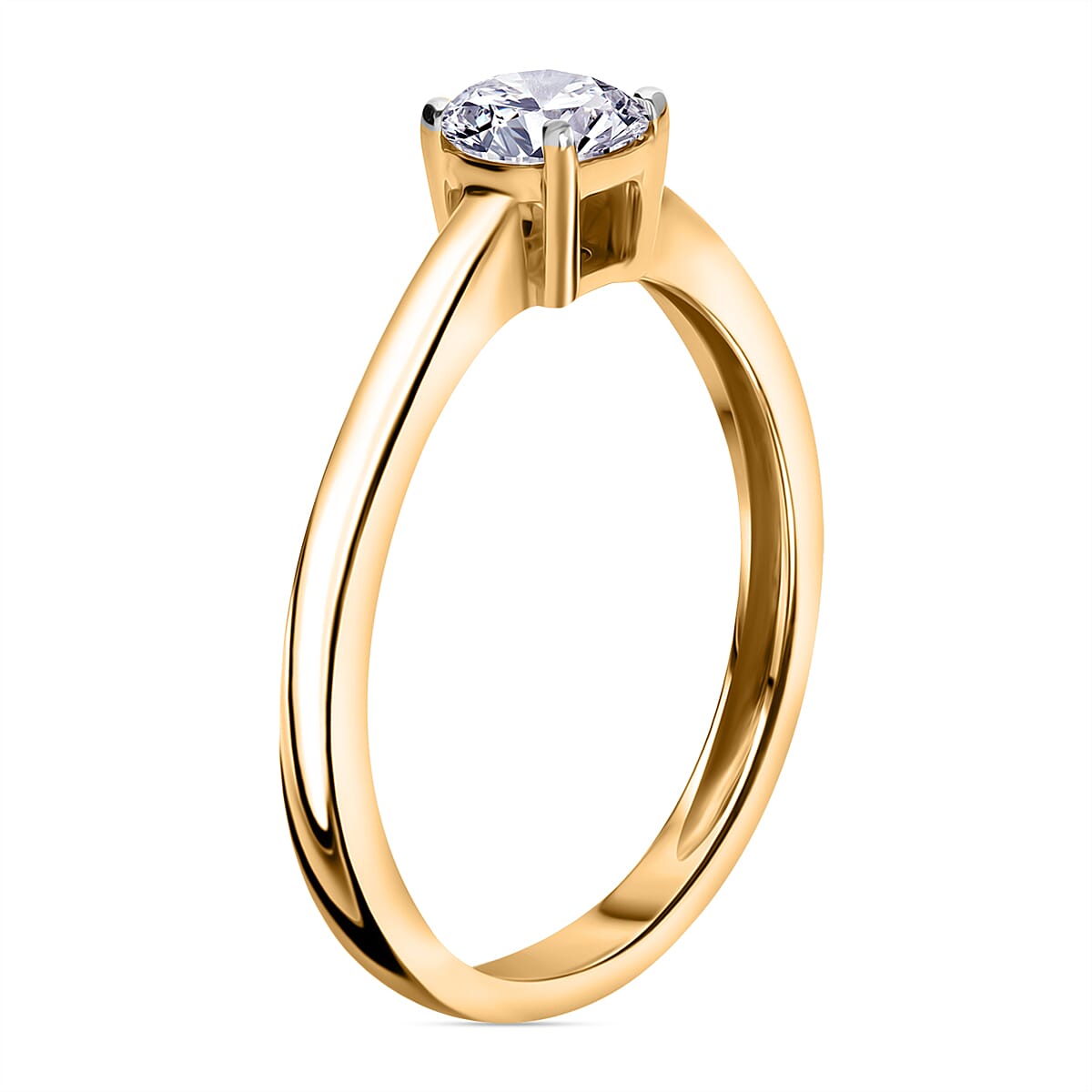 Luxuriant Lab Grown Diamond E-F VS 0.50 ctw Solitaire Ring in 18K Vermeil Yellow Gold Over Sterling Silver (Size 4.5)