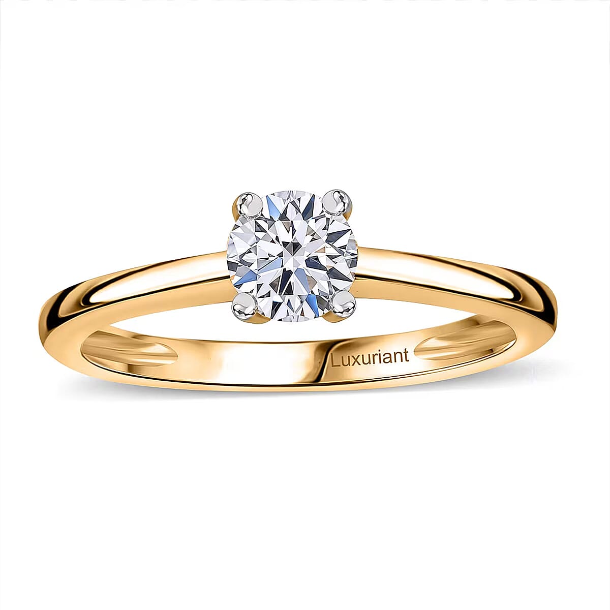Luxuriant Lab Grown Diamond E-F VS 0.50 ctw Solitaire Ring in 18K Vermeil Yellow Gold Over Sterling Silver (Size 7.0) image number 0