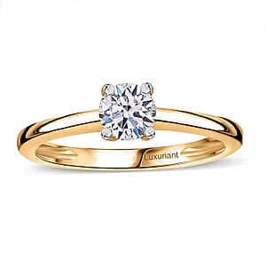 Luxuriant Lab Grown Diamond E-F VS 0.50 ctw Solitaire Ring in 18K Vermeil Yellow Gold Over Sterling Silver (Size 7.0)