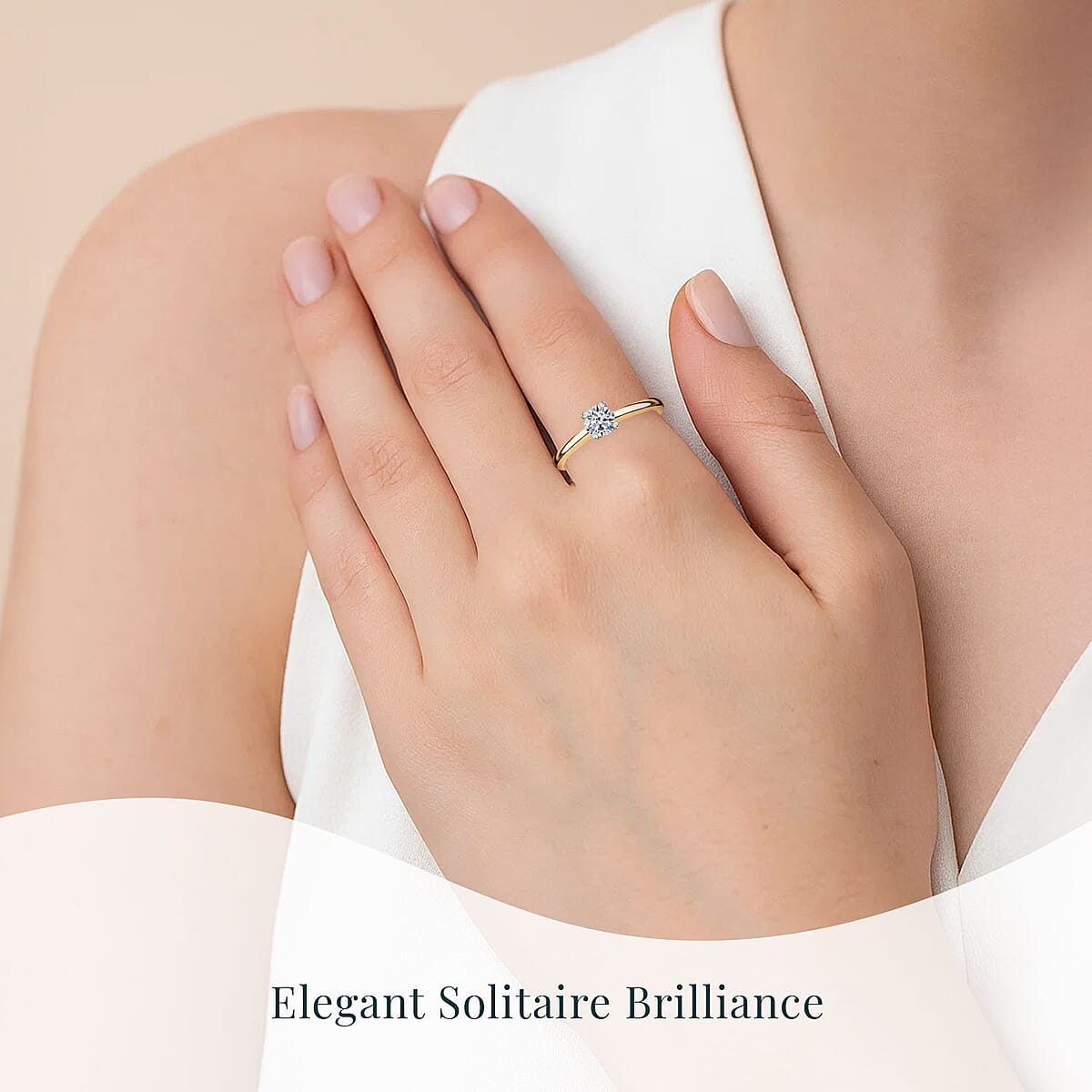 Luxuriant Lab Grown Diamond E-F VS 0.50 ctw Solitaire Ring in 18K Vermeil Yellow Gold Over Sterling Silver (Size 7.0) image number 1